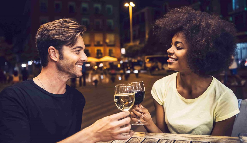 Couple On A Date Drinking Wine